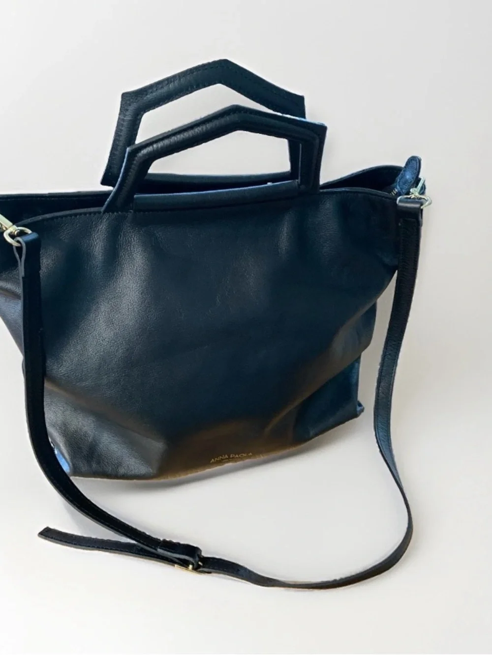 ANNA PAOLA soft Black Leather Satchel New Tote relaxed minimalist chic for Fall